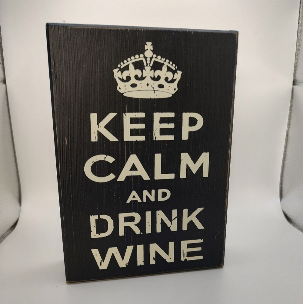 💥3/$20 Block Distressed Decor saying "Keep Calm and Drink Wine" - Picture 9 of 9
